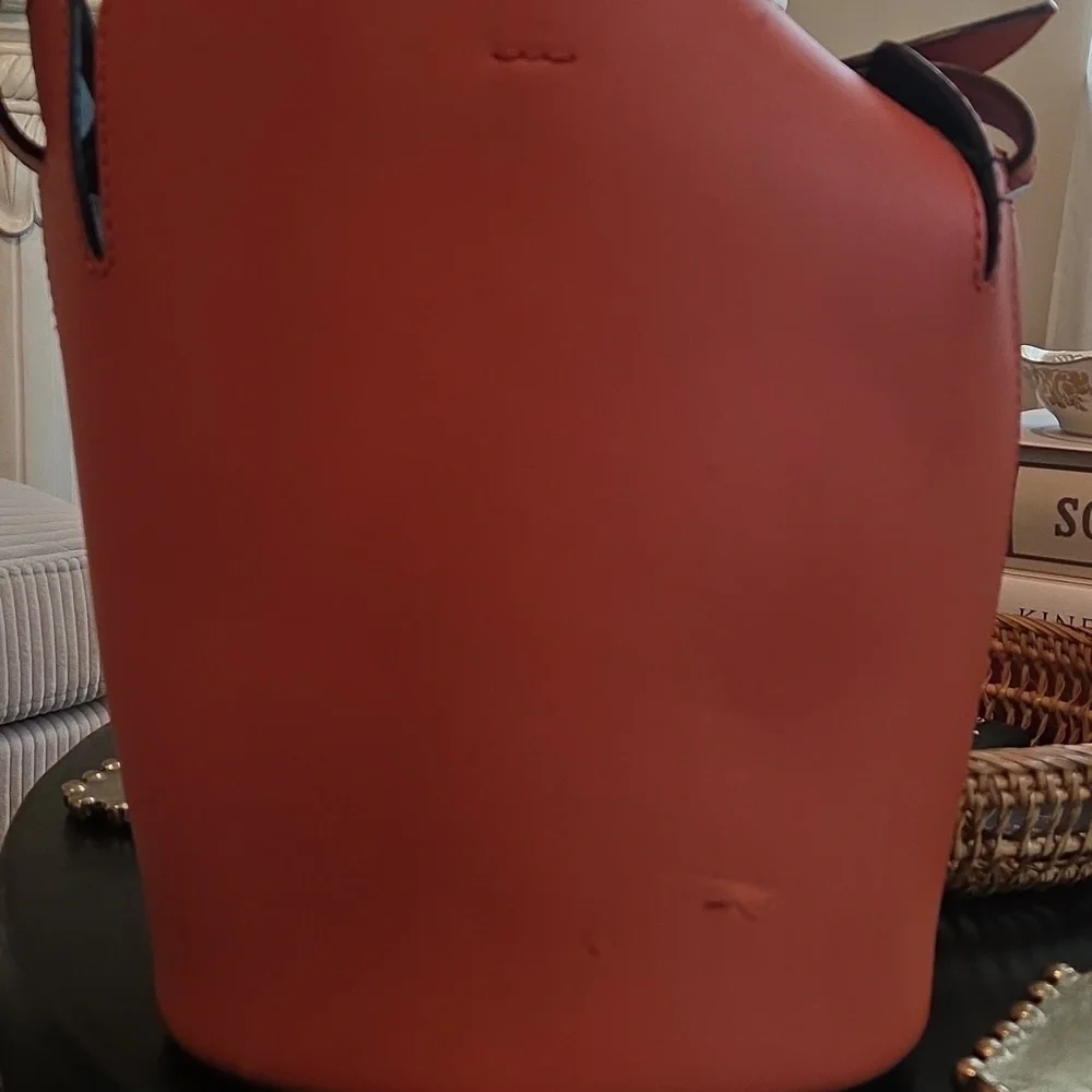 NWT Authentic Burberry Handbag Supple Calfskin Bucket Clementine - Picture 9 of 16